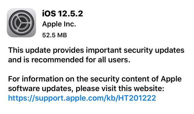 港南苹果手机维修分享iOS12.5.2发布，建议所有老苹果用户安装 